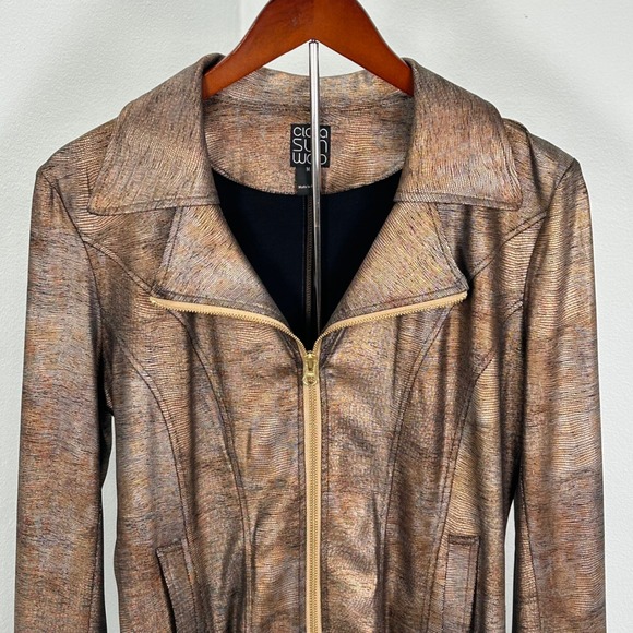 Clara Sun Woo Medium Liquid Leather Signature Moto Jacket Medium Copper Bronze - Picture 4 of 11